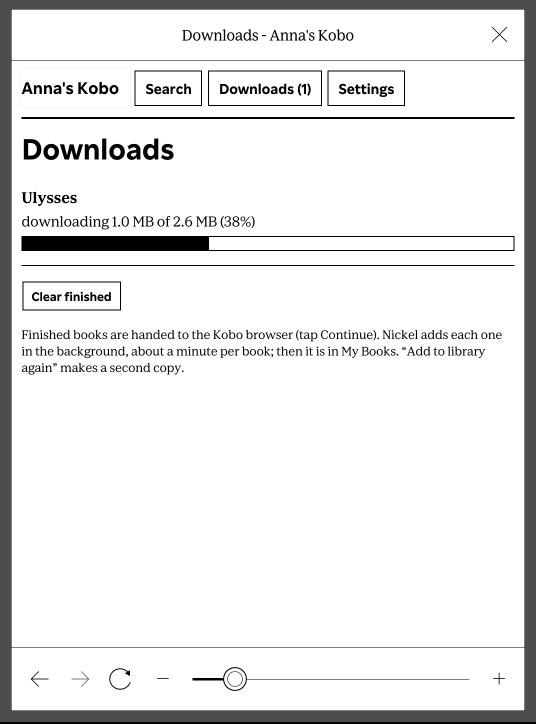 The Downloads page showing Ulysses at 38 percent with a progress bar